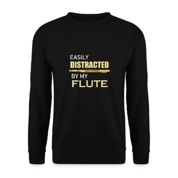 Distracted by my Flute Ironic Classical Musician - Unisex Sweatshirt - black - Front - Alina (178cm) & Michal (187cm)
