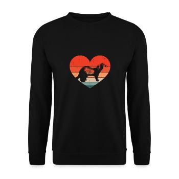 Funny Vintage Heart Weasel Retro Ferret Fan - Unisex Sweatshirt - black - Front - Alina (178cm) & Michal (187cm)