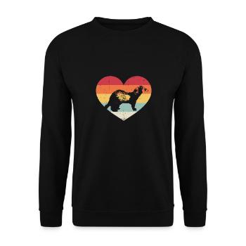 Cute Retro Weasel Vintage Heart Ferret Enthusiast - Unisex Pullover - Schwarz - Vorne - Alina (178cm) & Michal (187cm)