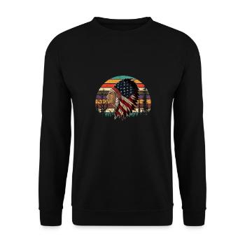 July 4th Retro Native American - Unisex Sweatshirt - black - Front - Alina (178cm) & Michal (187cm)