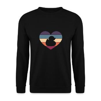 Retro Duckling Duckie Rubber Duck Vintage Heart - Unisex Sweatshirt - black - Front - Alina (178cm) & Michal (187cm)
