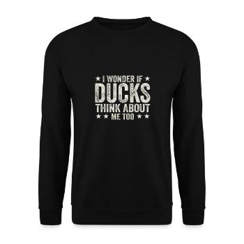 Funny Wonder If Rubber Ducks Think About Me Too Du - Unisex Pullover - Schwarz - Vorne - Alina (178cm) & Michal (187cm)