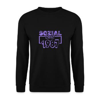 Jahr 1987 - Unisex Pullover - Schwarz - Vorne - Alina (178cm) & Michal (187cm)