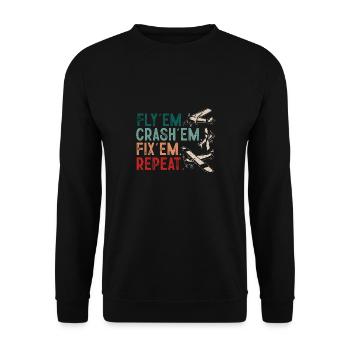 Remote Controlled Airplane Model Airplane - Unisex Sweatshirt - black - Front - Alina (178cm) & Michal (187cm)