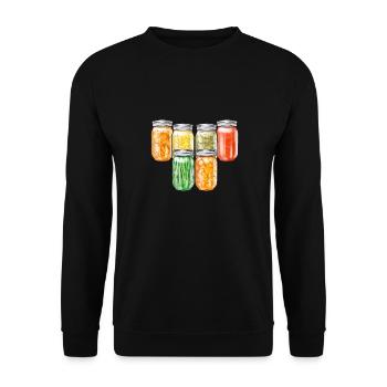 Mise en conserve, mise en conserve, mise en conserve, conservation des aliments - Sweat-shirt Unisexe - noir - Devant - Alina (178cm) & Michal (187cm)