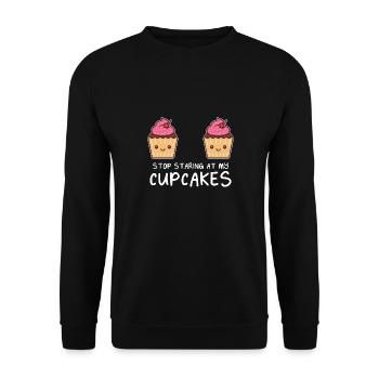 Pink Frosting Pastry Chef Stop Staring At My Cupca - Unisex Pullover - Schwarz - Vorne - Alina (178cm) & Michal (187cm)