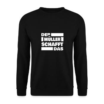 Arbeit Müller - Unisex Pullover - Schwarz - Vorne - Alina (178cm) & Michal (187cm)