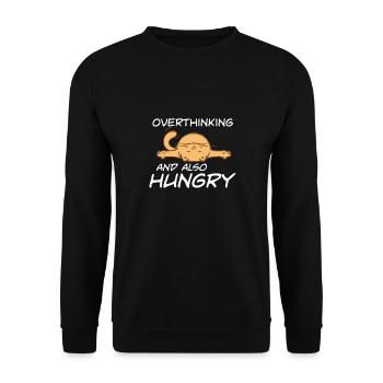 Overthinking And Also Hungry Cat Lover Foodie - Unisex Sweatshirt - black - Front - Alina (178cm) & Michal (187cm)