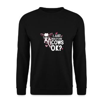 Kuhbauer Lustiger Bauernhof Kühe Tierfarm - Unisex Pullover - Schwarz - Vorne - Alina (178cm) & Michal (187cm)
