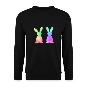 Lapins de Pâques colorés Aquarelle - Sweat-shirt Unisexe - noir - Devant - Alina (178cm) & Michal (187cm)