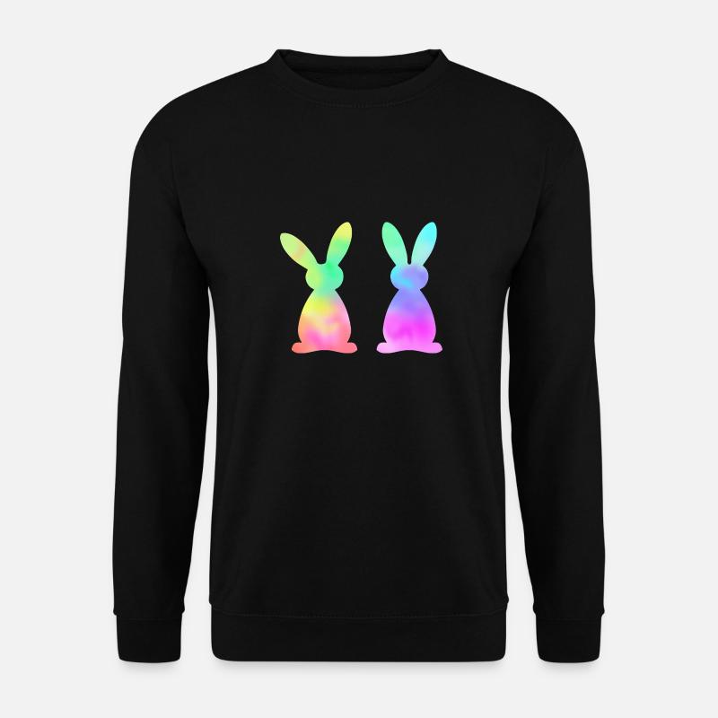 Bunte Osterhasen Aquarell - Unisex Pullover - Schwarz