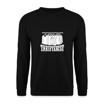 Thrift Shop Thrifterist Love Thrifting - Unisex Pullover - Schwarz - Vorne - Alina (178cm) & Michal (187cm)