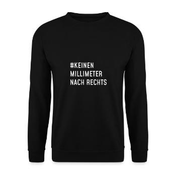 Keinen Millimeter nach rechts Anti-Rassismus - Unisex Pullover - Schwarz - Vorne - Alina (178cm) & Michal (187cm)