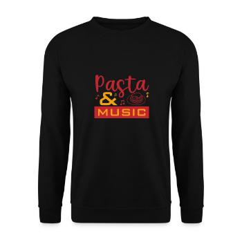Pasta und Musik Spaghetti Italienisches Essen - Unisex Pullover - Schwarz - Vorne - Alina (178cm) & Michal (187cm)
