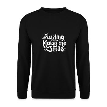 Puzzling Makes Me Smile Jigsaw Puzzler - Unisex Sweatshirt - black - Front - Alina (178cm) & Michal (187cm)