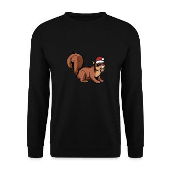 Christmas Santa Hat Squirrel Fans Kids Cute Forest - Unisex Pullover - Schwarz - Vorne - Alina (178cm) & Michal (187cm)