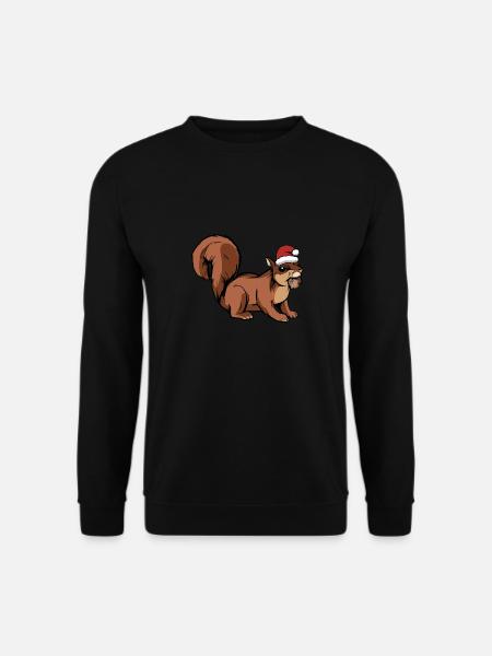 Christmas Santa Hat Squirrel Fans Kids Cute Forest - Unisex Pullover - Schwarz