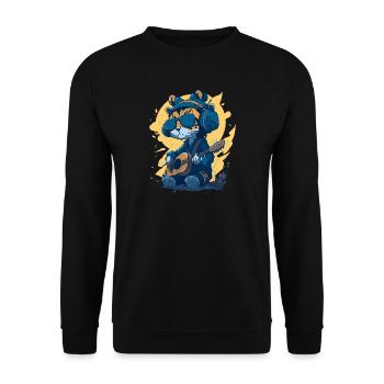 cat plays guitare - Unisex Pullover - Schwarz - Vorne - Alina (178cm) & Michal (187cm)