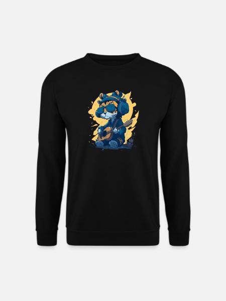 cat plays guitare - Unisex Pullover - Schwarz