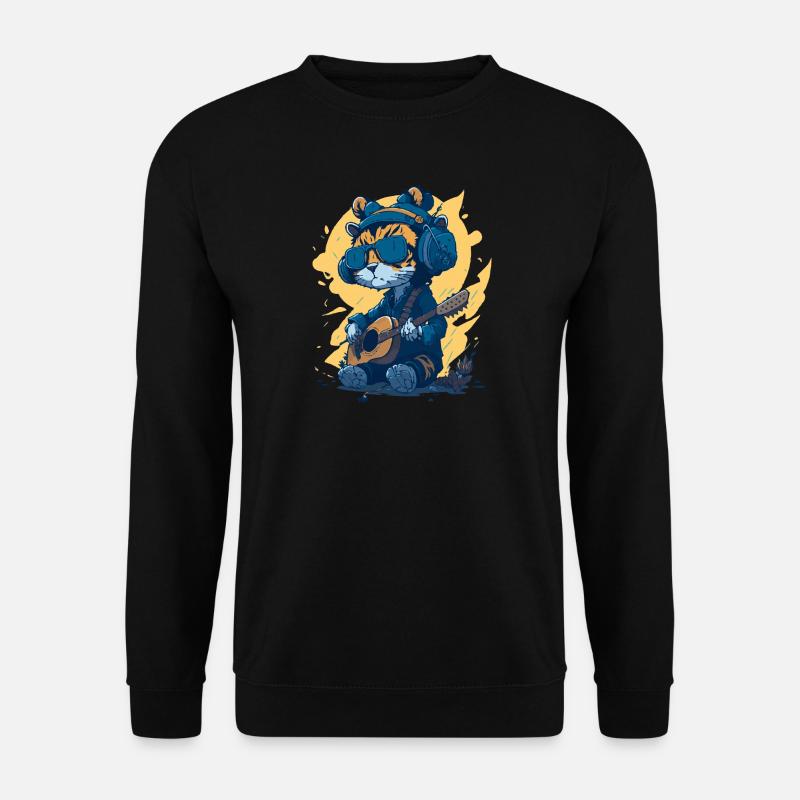 cat plays guitare - Unisex Pullover - Schwarz