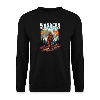 Wandern ist krasser als spazieren - Unisex Pullover - Schwarz - Vorne - Alina (178cm) & Michal (187cm)