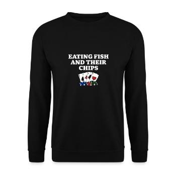 Manger du poisson et leurs frites Casino Poker Jeu - Sweat-shirt Unisexe - noir - Devant - Alina (178cm) & Michal (187cm)