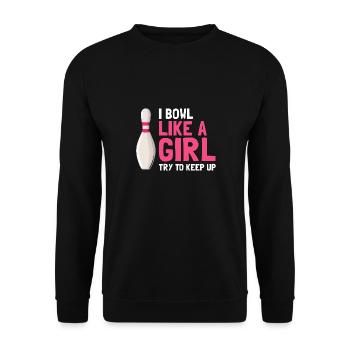 Je joue au bowling comme une fille essayer de garder le bowling drôle - Sweat-shirt Unisexe - noir - Devant - Alina (178cm) & Michal (187cm)