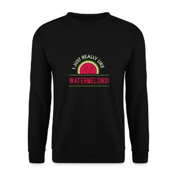 Wirklich wie Melonen, Sommerfrüchte, Wassermelonen - Unisex Pullover - Schwarz - Vorne - Alina (178cm) & Michal (187cm)