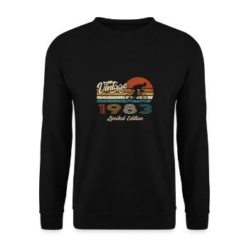 40 Birthday 1983 Vintage Retro Bicycle Cyclist - Unisex Sweatshirt - black - Front - Alina (178cm) & Michal (187cm)
