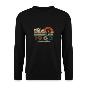 40 Birthday 1983 Vintage Retro Bicycle Cyclist - Unisex Sweatshirt - black - Front - Alina (178cm) & Michal (187cm)