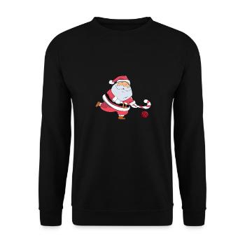 Père Noël Amateur de hockey sur gazon Spor de Noël - Sweat-shirt Unisexe - noir - Devant - Alina (178cm) & Michal (187cm)