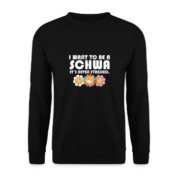 Professeur d’anglais ELA Life Je veux être un Schwa - Sweat-shirt Unisexe - noir - Devant - Alina (178cm) & Michal (187cm)