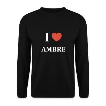 I love Ambre - Sweat-shirt Unisexe - noir - Devant - Alina (178cm) & Michal (187cm)