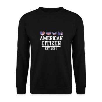 American Citizen Est 2024 US Flag Naturalized - Unisex Pullover - Schwarz - Vorne - Alina (178cm) & Michal (187cm)