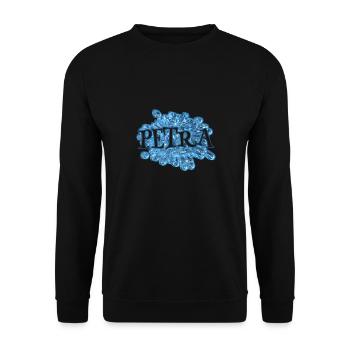 Wassertropfen Name Petra - Unisex Pullover - Schwarz - Vorne - Alina (178cm) & Michal (187cm)