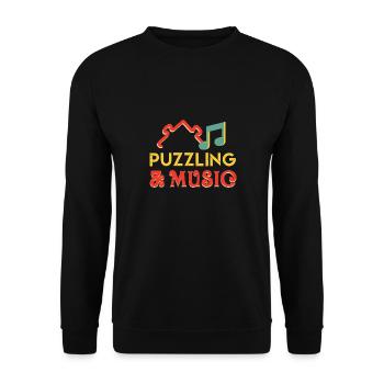 Puzzling and Music Notes Hobby Puzzler Jigsaw - Unisex Sweatshirt - black - Front - Alina (178cm) & Michal (187cm)
