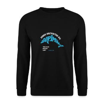 Sea Animal Ironic Zitat Cute Delfin Ocean - Unisex Pullover - Schwarz - Vorne - Alina (178cm) & Michal (187cm)