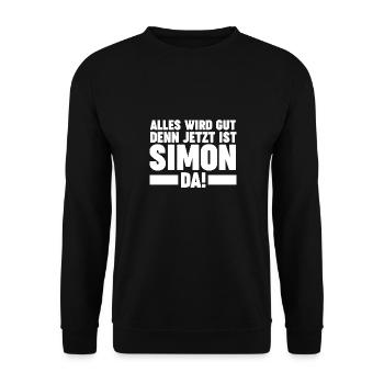 Simon - Unisex Pullover - Schwarz - Vorne - Alina (178cm) & Michal (187cm)