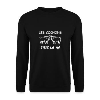 Les cochons c'est la vie - Sweat-shirt Unisexe - noir - Devant - Alina (178cm) & Michal (187cm)