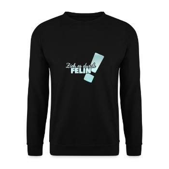 Geschenk für Felin - Unisex Pullover - Schwarz - Vorne - Alina (178cm) & Michal (187cm)