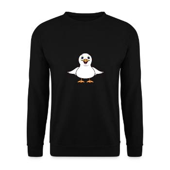 Humour petit mouette - Sweat-shirt Unisexe - noir - Devant - Alina (178cm) & Michal (187cm)