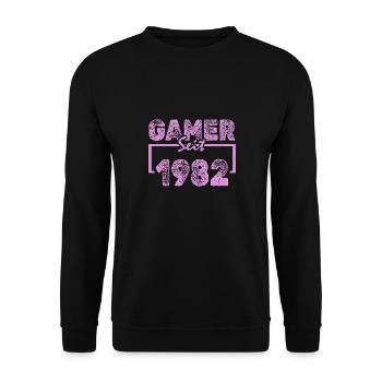 Jouer 1982 - Sweat-shirt Unisexe - noir - Devant - Alina (178cm) & Michal (187cm)