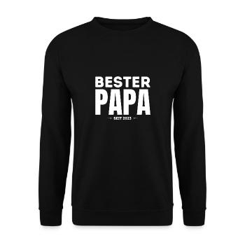 Bester Papa seit 2023 Vatertag Geschenk - Unisex Pullover - Schwarz - Vorne - Alina (178cm) & Michal (187cm)