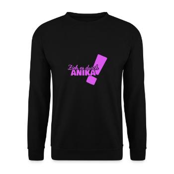 First name Anika - Unisex Sweatshirt - black - Front - Alina (178cm) & Michal (187cm)