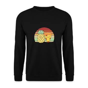 Pizza Hawaii Pizza Pineapple - Unisex Sweatshirt - black - Front - Alina (178cm) & Michal (187cm)