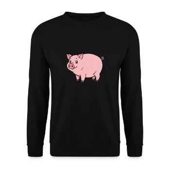 Tier Cartoon Schwein - Unisex Pullover - Schwarz - Vorne - Alina (178cm) & Michal (187cm)