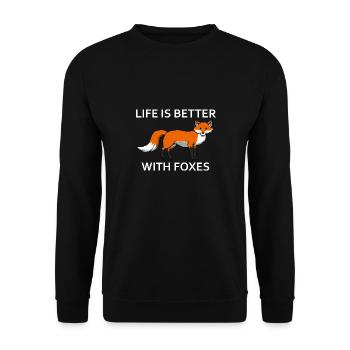 Niedlicher Fuchs Lustiger Spruch Waldtiere - Unisex Pullover - Schwarz - Vorne - Alina (178cm) & Michal (187cm)