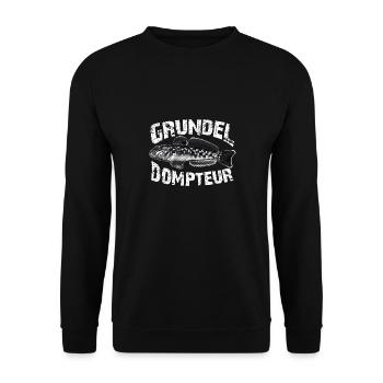 Ich fische Grundeln - Unisex Pullover - Schwarz - Vorne - Alina (178cm) & Michal (187cm)