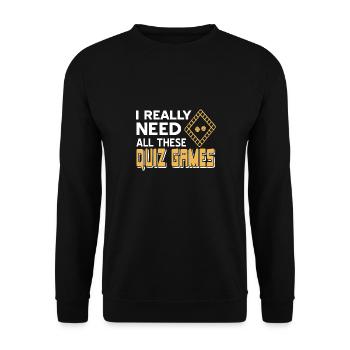 I Really Need All These Quiz Games Cool Retro - Unisex Sweatshirt - black - Front - Alina (178cm) & Michal (187cm)