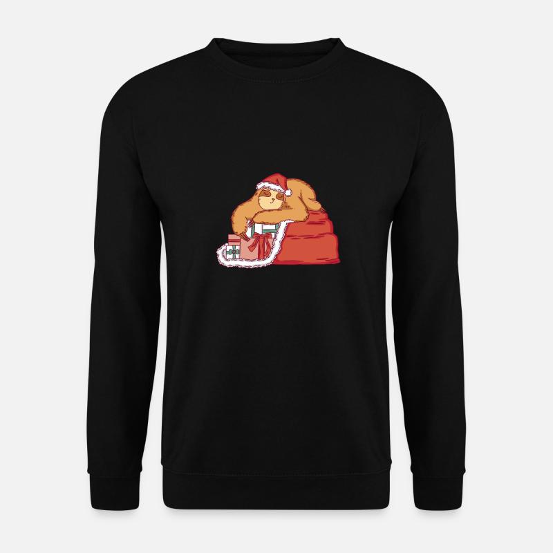 Faultier als Weihnachtsmann mit Weihnachtsgeschenk - Unisex Pullover - Schwarz